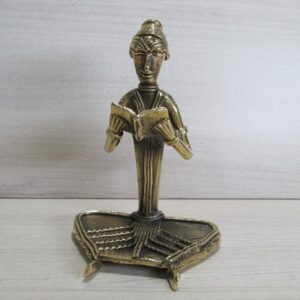 Collectible Handcrafted Dhokra Metal Art Collectible Showpiece Figurine of Lady Sitting and Reading – Home Decor