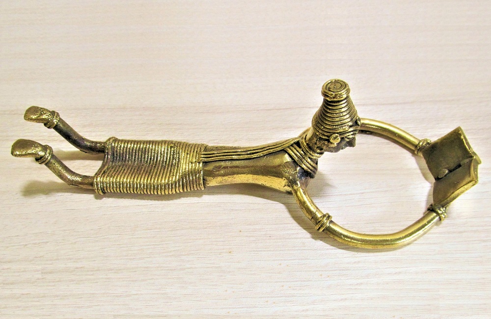 Dhokra Craft Lady Figurine Lying and Reading