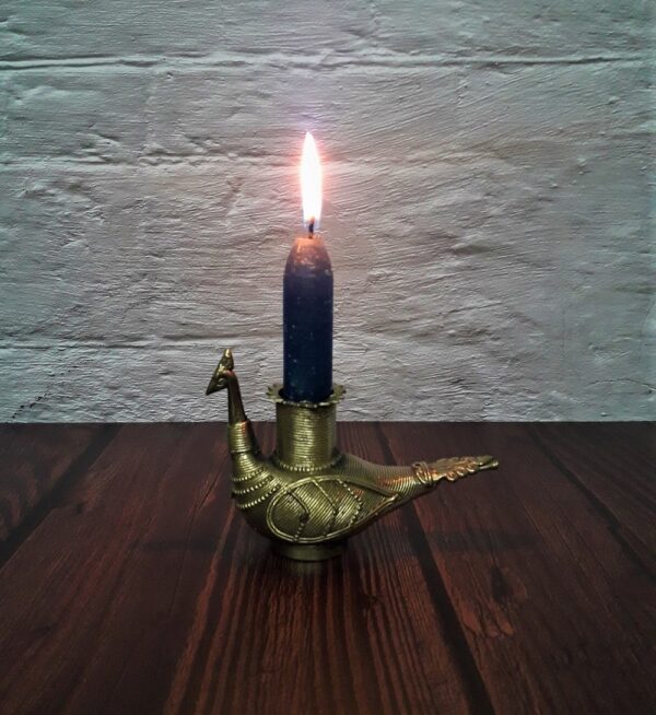 dhokra peocock candle stand